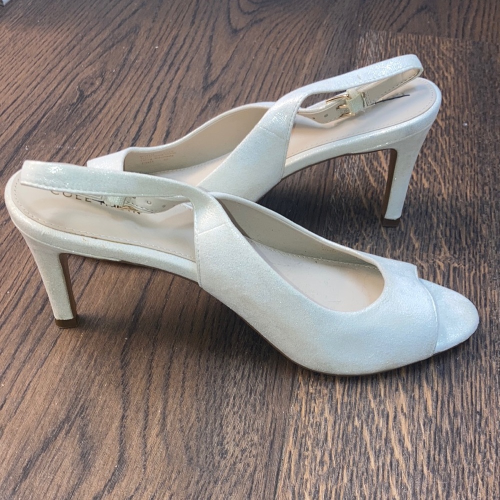 New Cole Haan Sparkly Slingback Peeptoe Heels      Size 8.5